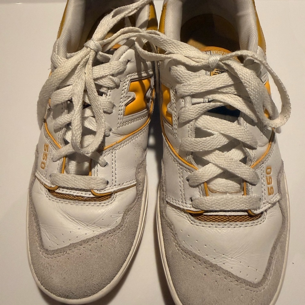 New Balance 550 White and Varsity Yellow Color Way Sneakers Size 5.5